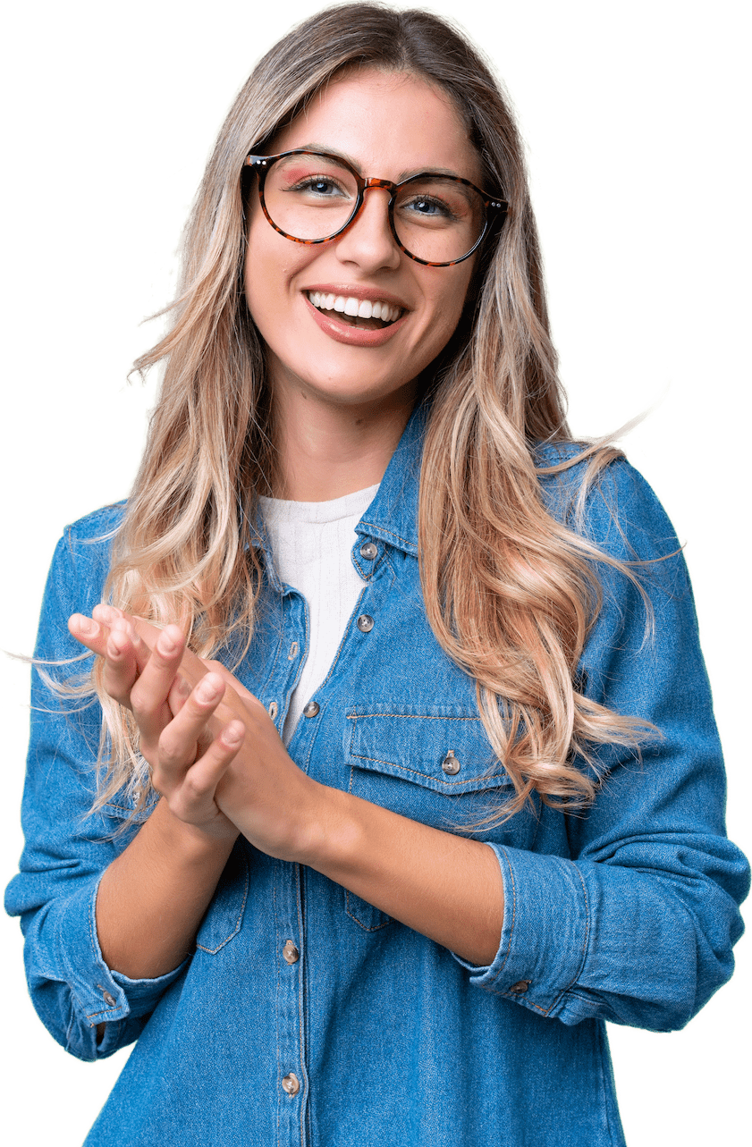 Woman with blonde hair smiling